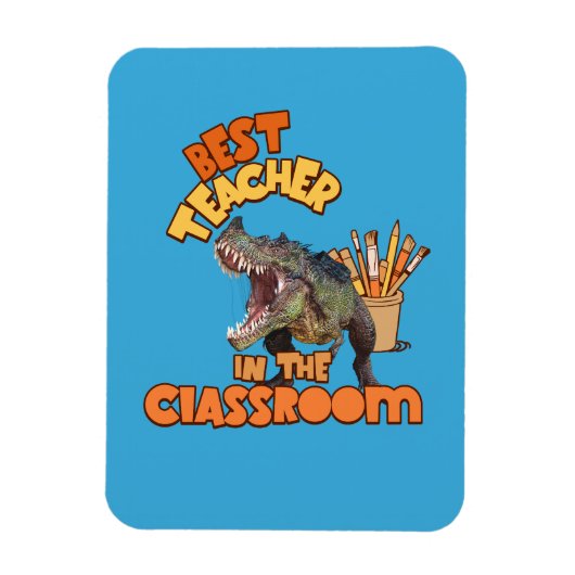 Grappige Dinosaurius Kunstleraar Creatieve Klaslok Magneet (Verticaal)
