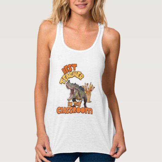 Grappige Dinosaurius Kunstleraar Creatieve Klaslok Tanktop (Voorkant)