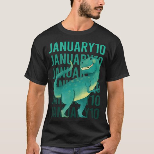 Grappige Dinosaurus - 10 januari T-shirt (Voorkant)