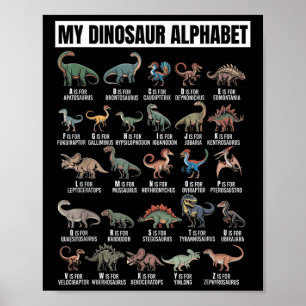 Grappige Dinosaurus Alfabet Abc Voor Jongens Dino Poster