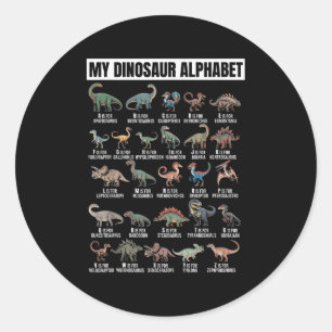 Grappige Dinosaurus Alfabet Abc Voor Jongens Dino Ronde Sticker