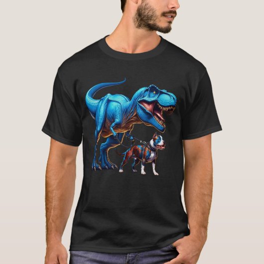 Grappige dinosaurus Amerikaanse Staffordshire Terr T-shirt (Voorkant)