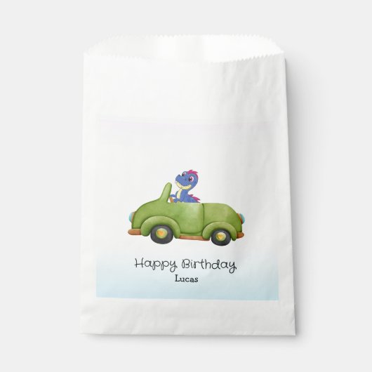 Grappige dinosaurus antiek auto B2S kinderen Verja Bedankzakje (Voorkant)