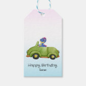 Grappige dinosaurus antiek auto B2S kinderen Verja Cadeaulabel (Voorkant)