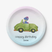 Grappige dinosaurus antiek auto B2S kinderen Verja Papieren Bordje (Voorkant)