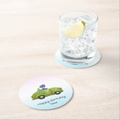 Grappige dinosaurus antiek auto B2S kinderen Verja Ronde Kartonnen Onderzetter (Insitu)