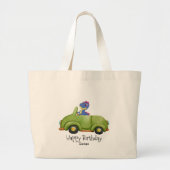 Grappige dinosaurus antiek auto jongen School kind Grote Tote Bag (Voorkant)