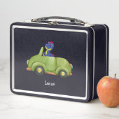 Grappige dinosaurus antiek auto verjaardag Schoolj (In situ)