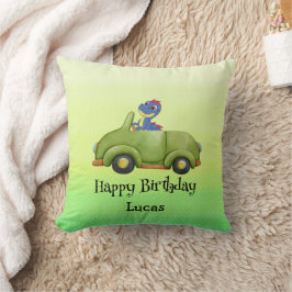 Grappige dinosaurus antiek auto verjaardag Schoolj Kussen