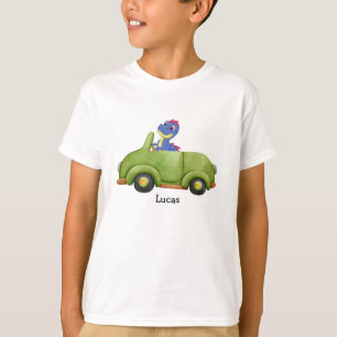 Grappige dinosaurus antiek auto verjaardag Schoolj T-shirt