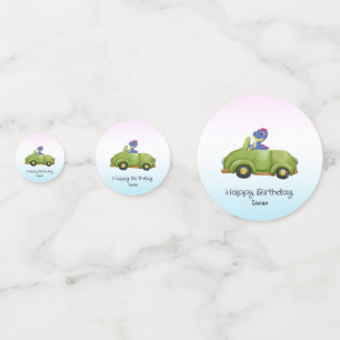 Grappige dinosaurus antieke auto verjaardag School Confetti