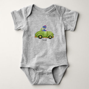 Grappige dinosaurus antieke auto verjaardag School Romper