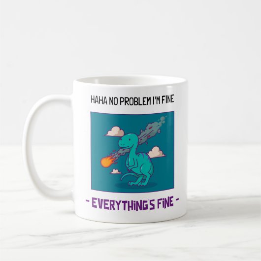 Grappige Dinosaurus Asteroïde Alles is Goed Koffiemok (Links)