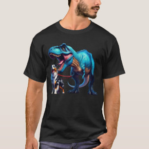 Grappige dinosaurus Australische herder wandelhond T-shirt