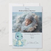 Grappige dinosaurus baby jongen foto geboorte aank (Voorkant)