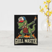Grappige dinosaurus BBQ grillende vader vaderdag z Kaart (Gele Bloem)