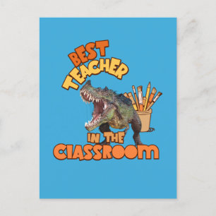 Grappige dinosaurus beste leraar in de klas feestdagenkaart