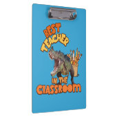 Grappige dinosaurus beste leraar in de klas klembord (Rechts)