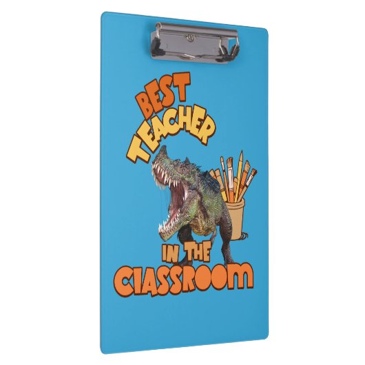 Grappige dinosaurus beste leraar in de klas klembord (Rechts)