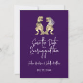 Grappige dinosaurus bruid en bruidegom huwelijk save the date (Voorkant)
