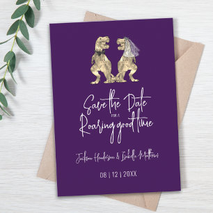 Grappige dinosaurus bruid en bruidegom huwelijk save the date