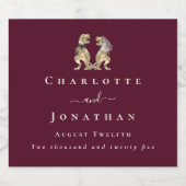 Grappige dinosaurus bruiloft Bourgondië & Cream Cu Sparkling Wijnetiket (Enkel label)