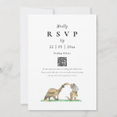 Grappige dinosaurus bruiloft QR-code Kaart (Achterkant)