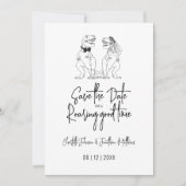 Grappige dinosaurus bruiloft Save The Date (Voorkant)