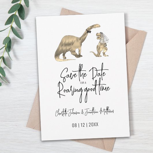 Grappige dinosaurus bruiloft Save The Date