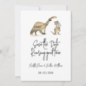 Grappige dinosaurus bruiloft Save The Date (Voorkant)