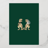 Grappige Dinosaurus Bruiloft Save the Date Goud Folie Uitnodiging (Achterkant)