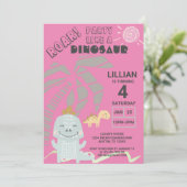 Grappige Dinosaurus Brul Kinder Verjaardagsfeestje Kaart (Staand voorkant)