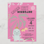 Grappige Dinosaurus Brul Kinder Verjaardagsfeestje Kaart (Voorkant / Achterkant)