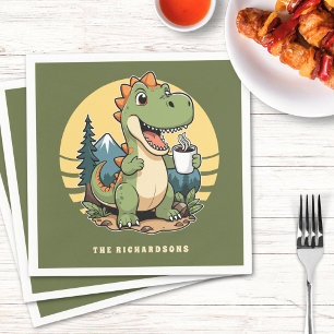 Grappige dinosaurus buitenshuis aangepaste familie servet