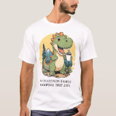 Grappige dinosaurus camper aangepaste familie camp t-shirt (Voorkant)