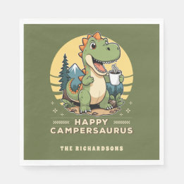 Grappige dinosaurus camper buitenshuis aangepaste  servet