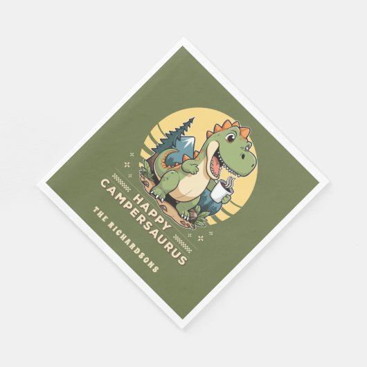 Grappige dinosaurus camper buitenshuis aangepaste servet (Hoek)