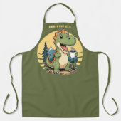Grappige dinosaurus camping buiten chef-kok gepers schort (Voorkant)