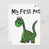 Grappige dinosaurus Cartoon zegt mijn eerste huisd Briefkaart (Voorkant / Achterkant)