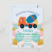 Grappige dinosaurus cementwagen Verjaardagsfeestje Briefkaart (Voorkant / Achterkant)