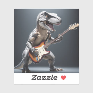 Grappige dinosaurus die gitaar speelt kunst sticker