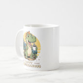 Grappige dinosaurus Drink koffie buiten kamperen Koffiemok (Voorkant links)