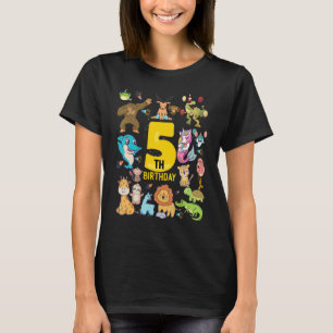 Grappige Dinosaurus Eenhoorn Flamingo Lama 5 Jaar T-shirt
