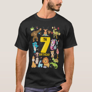 Grappige Dinosaurus Eenhoorn Flamingo Lama 7 Jaar T-shirt
