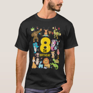 Grappige Dinosaurus Eenhoorn Flamingo Lama 8 Jaar T-shirt