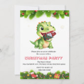 Grappige dinosaurus eet kabouter kerstboom feest c kaart (Voorkant)