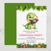 Grappige dinosaurus eet kabouter kerstboom feest c kaart (Voorkant / Achterkant)