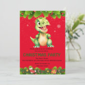 Grappige dinosaurus eet peperkoekjes Kerstmis Kaart (Staand voorkant)