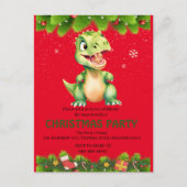 Grappige dinosaurus eet peperkoekjes Kerstmis Uitnodiging Briefkaart (Voorkant)