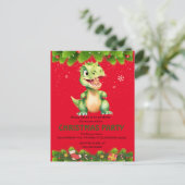 Grappige dinosaurus eet peperkoekjes Kerstmis Uitnodiging Briefkaart (Staand voorkant)